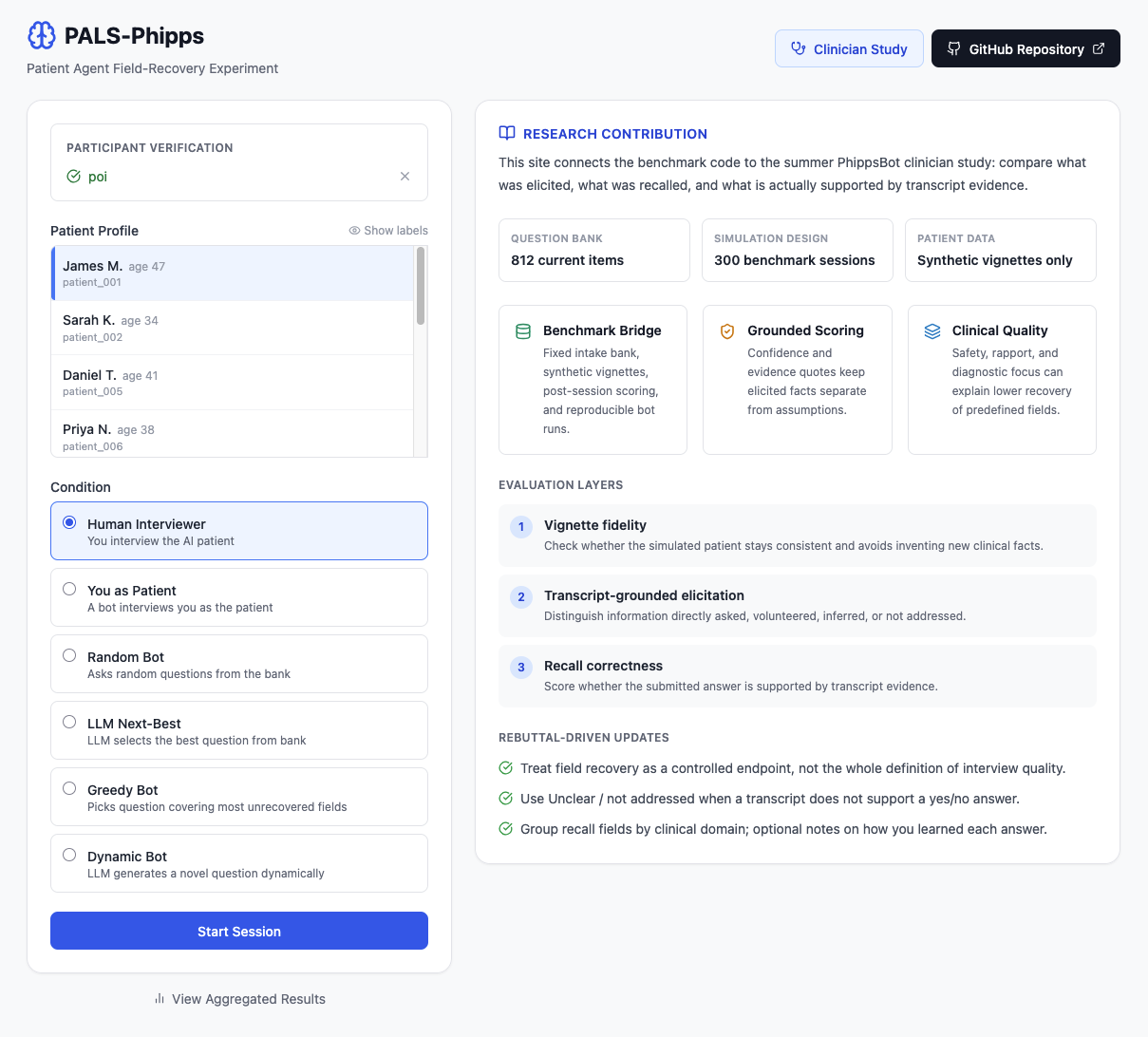 PhippsBot psychiatric-intake research interface