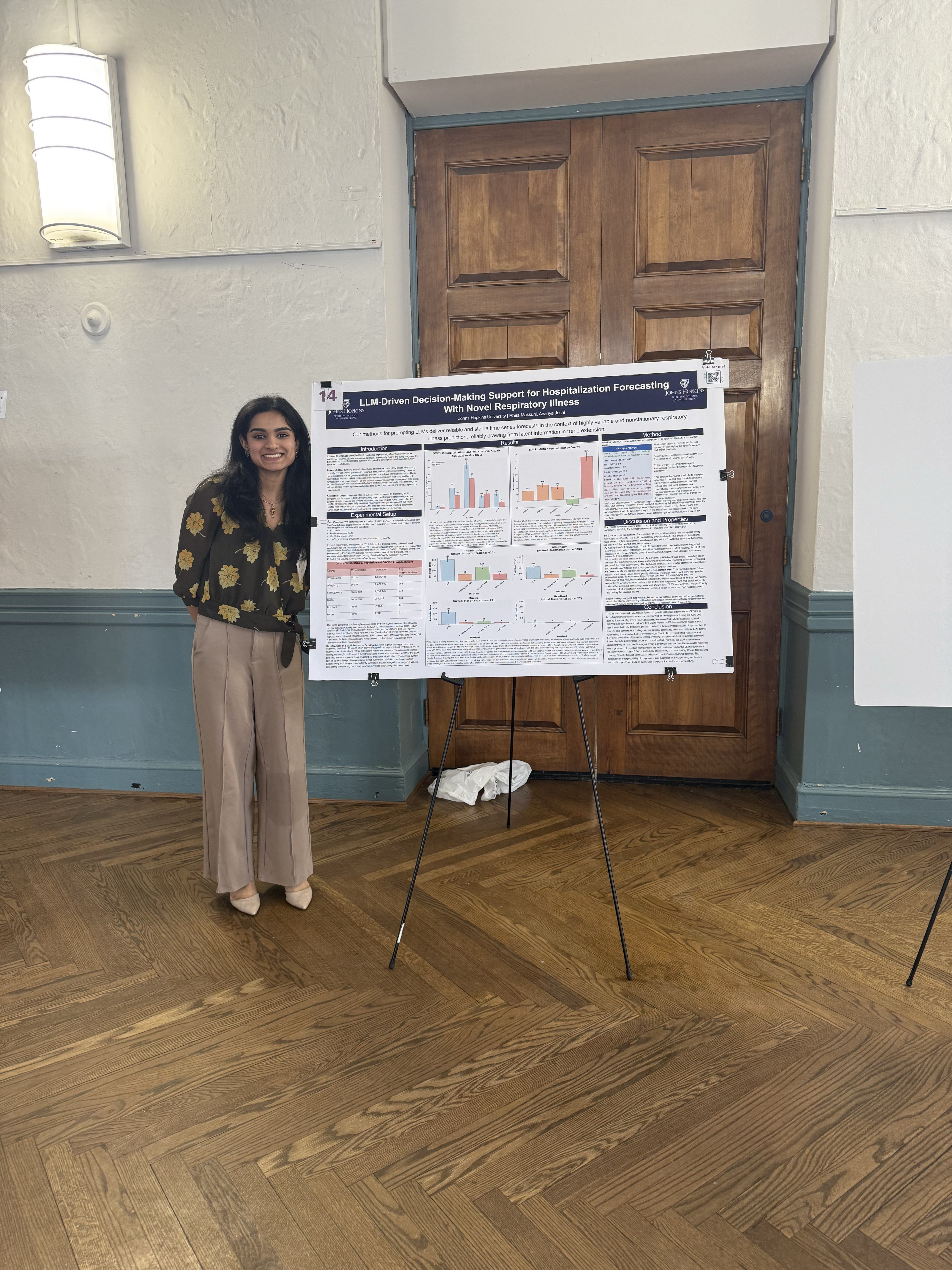 Rhea presented her work on forecasting hospitalizations using LLMs.